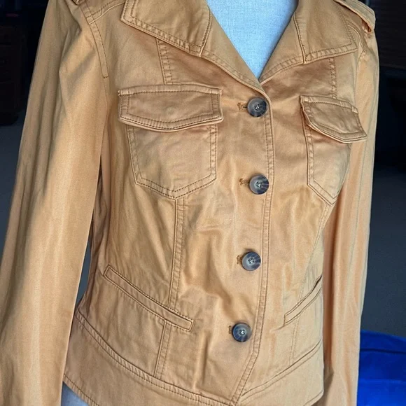 White House Black Market Yellow Utility Jacket - Picture 2 of 8